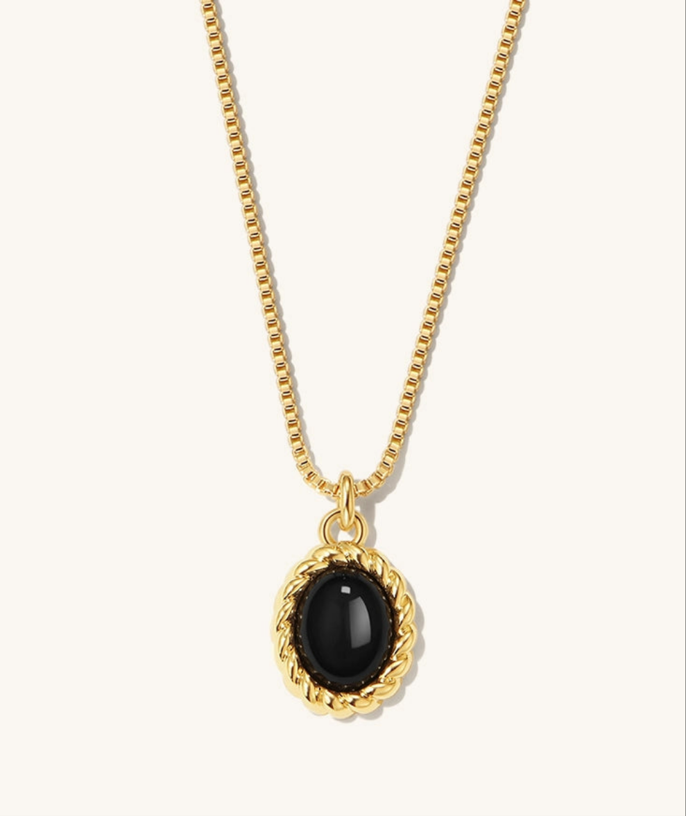 Onchic 18K Gold Plating Female Clavicle Chain Black Agate