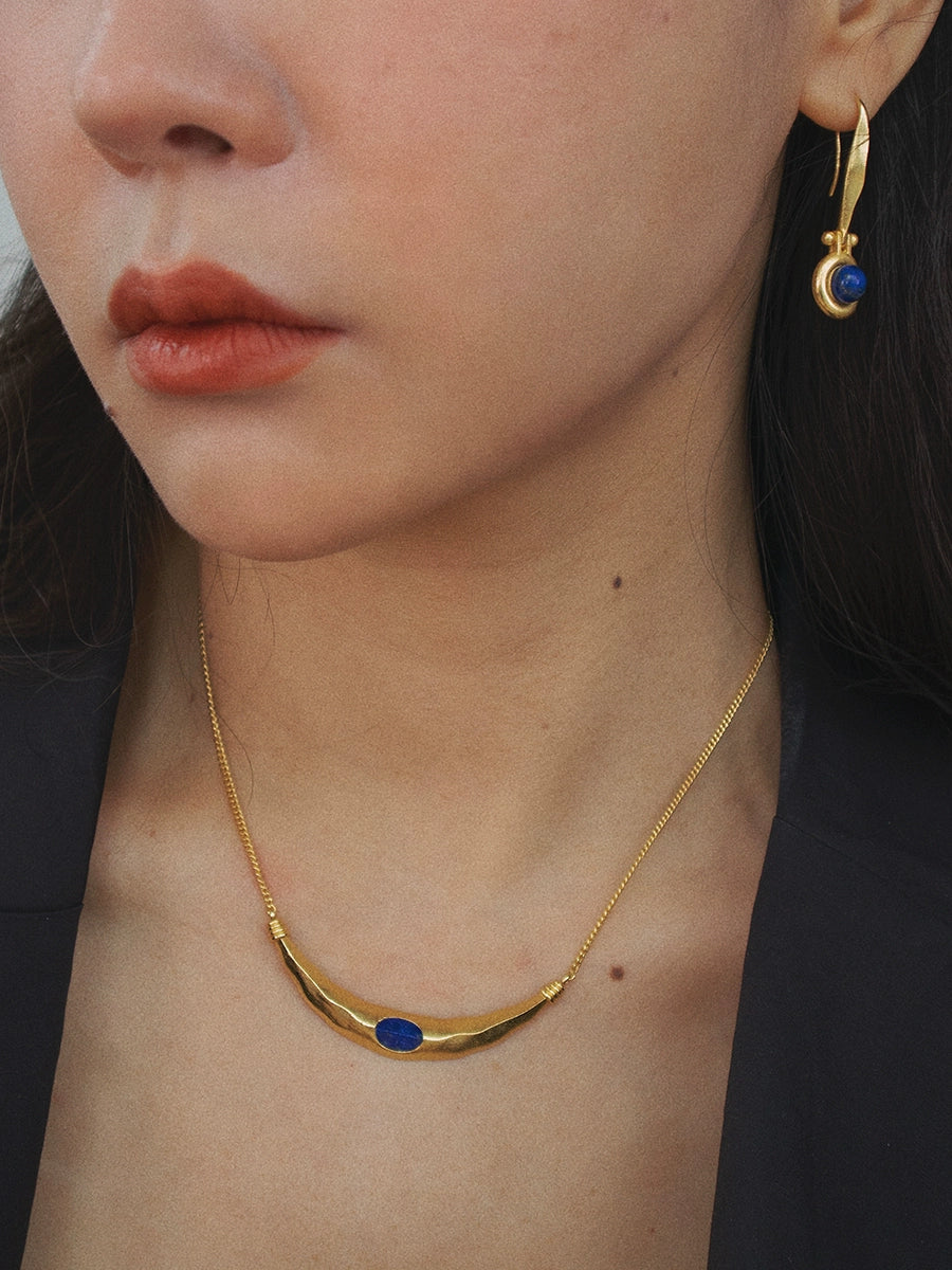 Desert Artsy Sense Retro Collarbone Necklace Lapis Lazuli