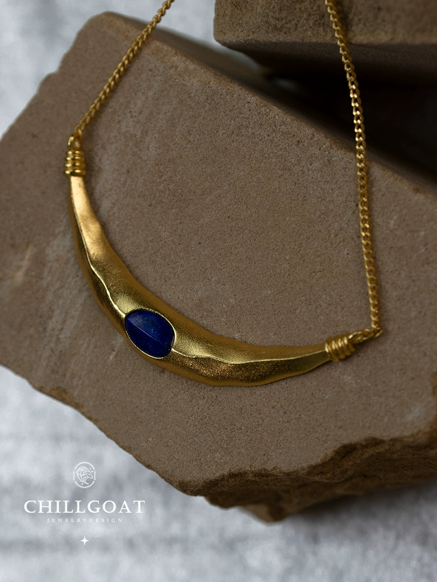 Desert Artsy Sense Retro Collarbone Necklace Lapis Lazuli