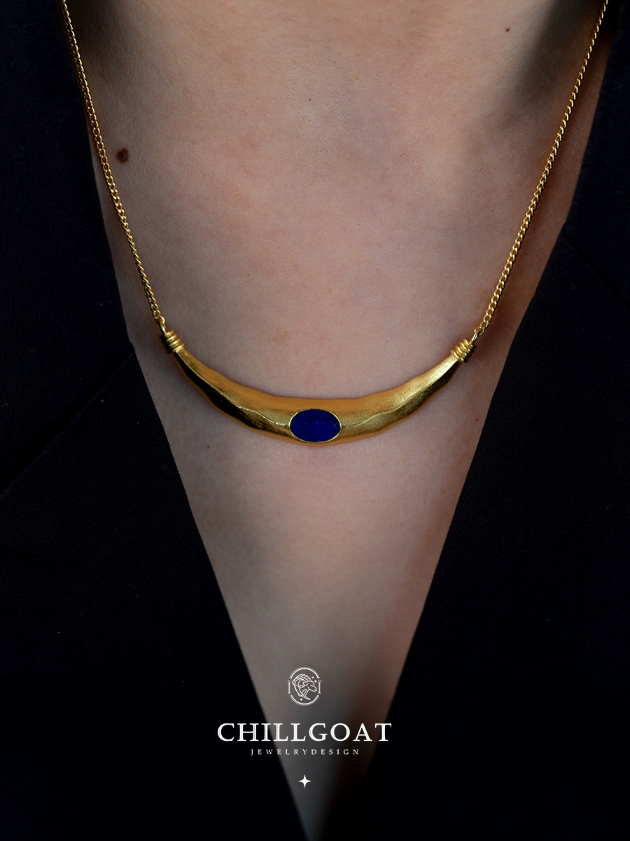 Desert Artsy Sense Retro Collarbone Necklace Lapis Lazuli