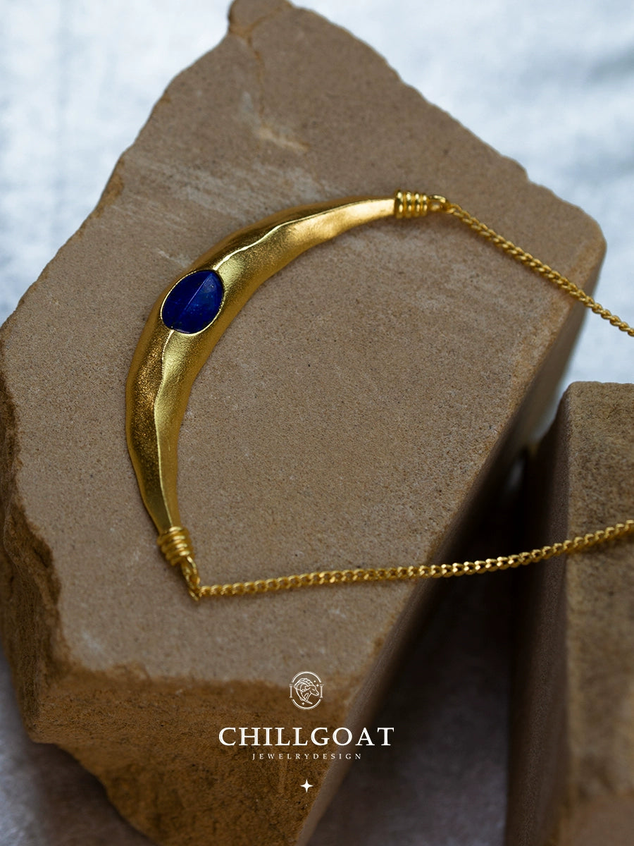 Desert Artsy Sense Retro Collarbone Necklace Lapis Lazuli