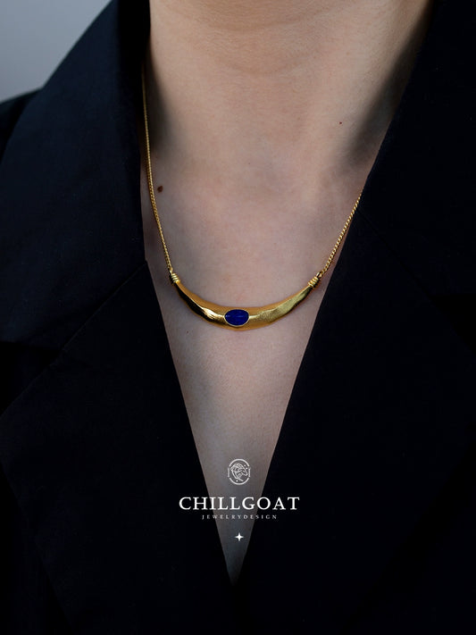 Desert Artsy Sense Retro Collarbone Necklace Lapis Lazuli