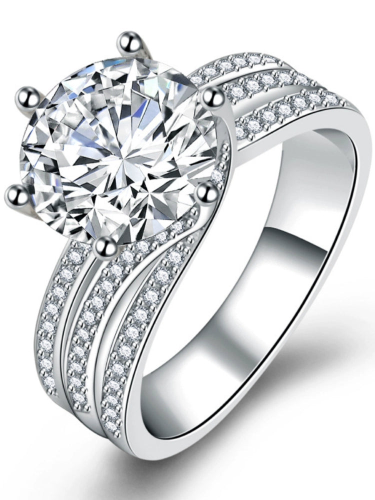 Moissanite Women's Platinum Plated Vintage Diamond Ring