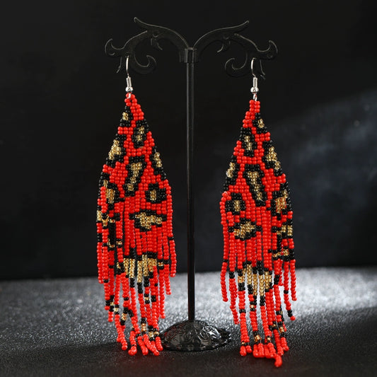 Foulay Handmade  Leopard Print  Tassel Earrings