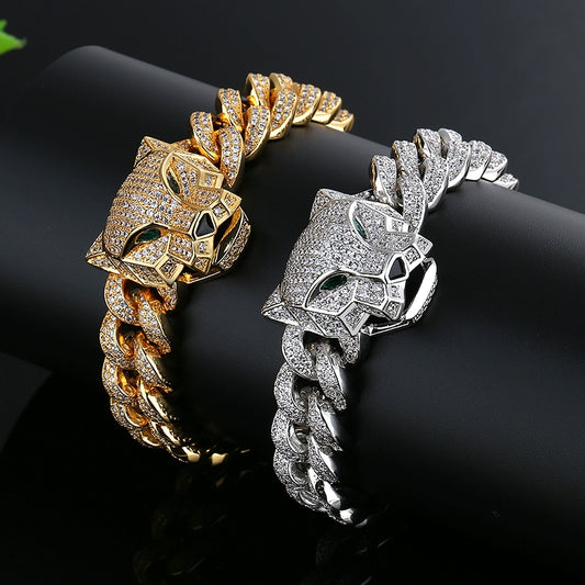 Foulay Leopard Men's White Gold Color Bracelet