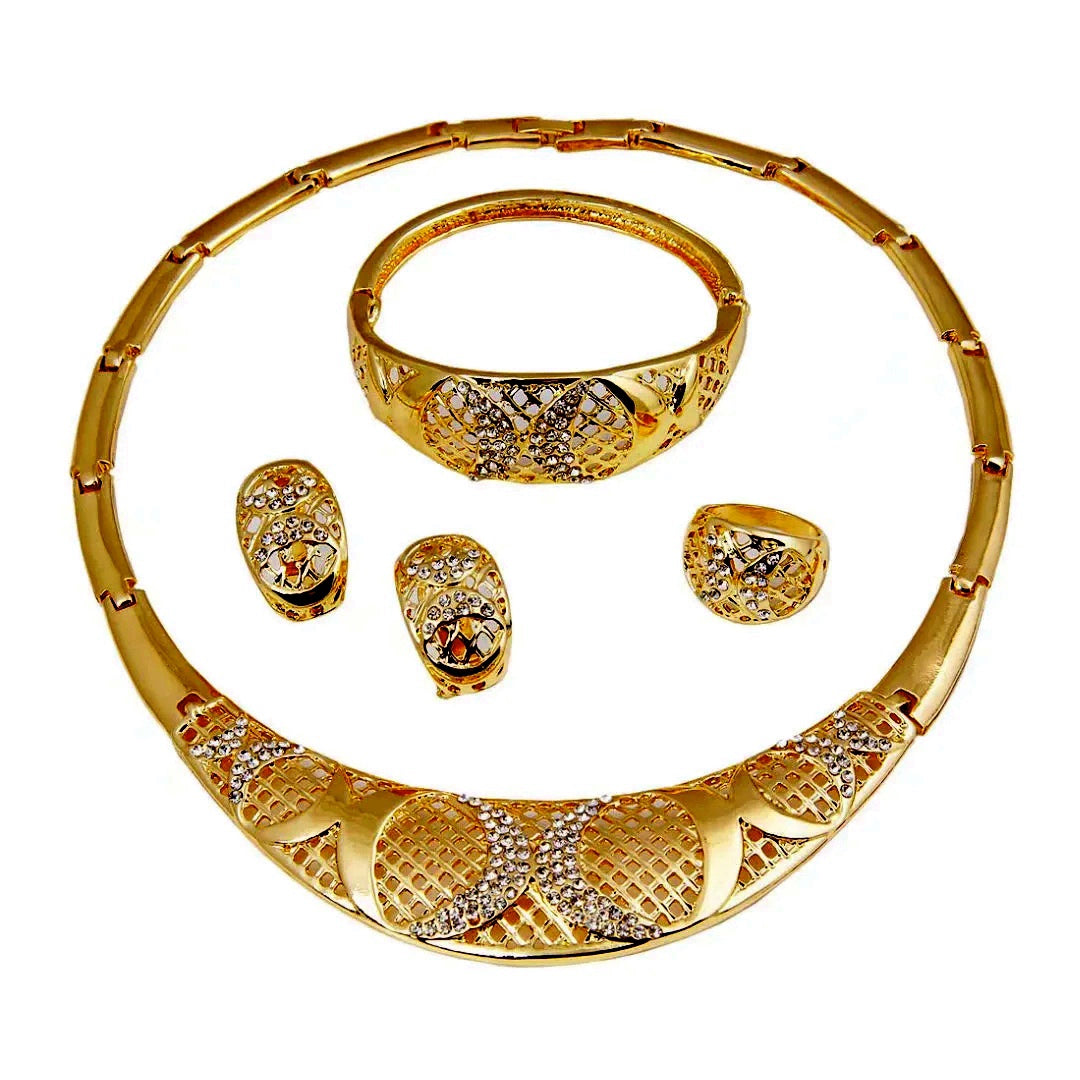 India New Arrival Fashion Sets K Gold-Plated Necklace Earring Bracelet Ring Thai Gold Exaggerated Jewelly