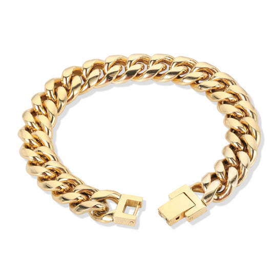 Men Stainless Steel Cuban  Bracelet 18K  Gold Plated