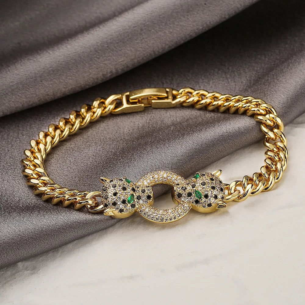 fashion copper plated gold  leopard  bracelet female