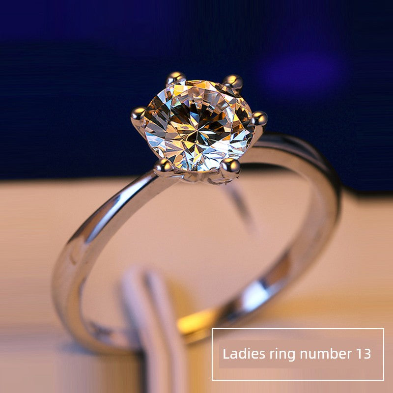 925 Sterling Silver 1 Karat Female Moissanite Engagement Diamond Ring