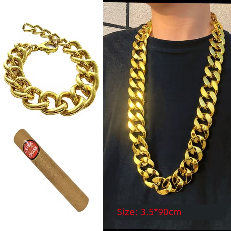 Props Super Thick Fake Gold Plastic Funny Chain