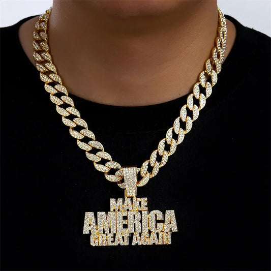 MAKE AMERICA CREAT AGAIN Pendant Necklace  Cuban Chain Fashion