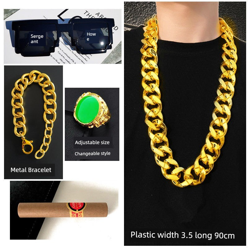 Props Super Thick Fake Gold Plastic Funny Chain