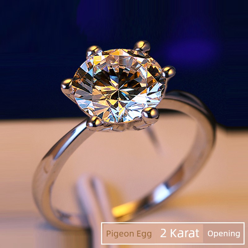 925 Sterling Silver 1 Karat Female Moissanite Engagement Diamond Ring