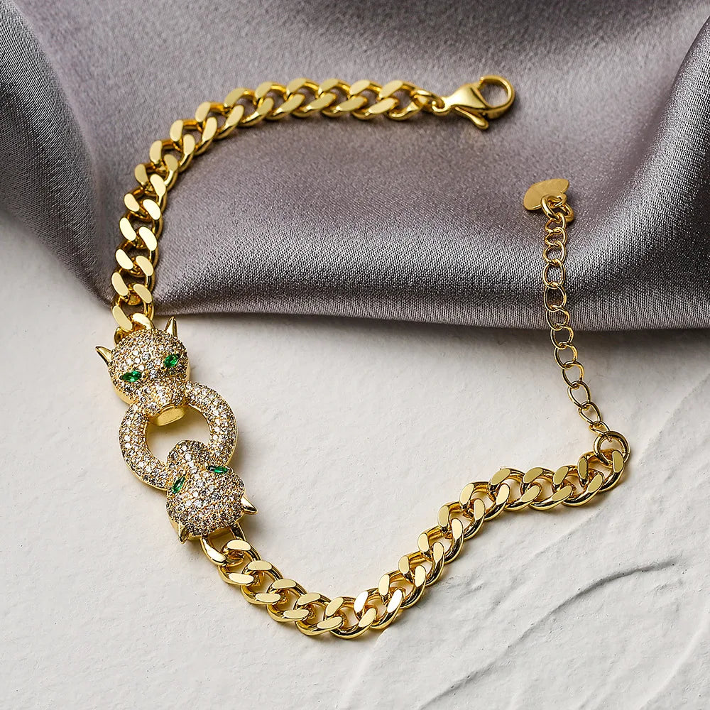 fashion copper plated gold  leopard  bracelet female