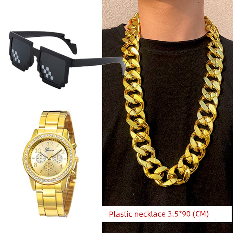 Props Super Thick Fake Gold Plastic Funny Chain