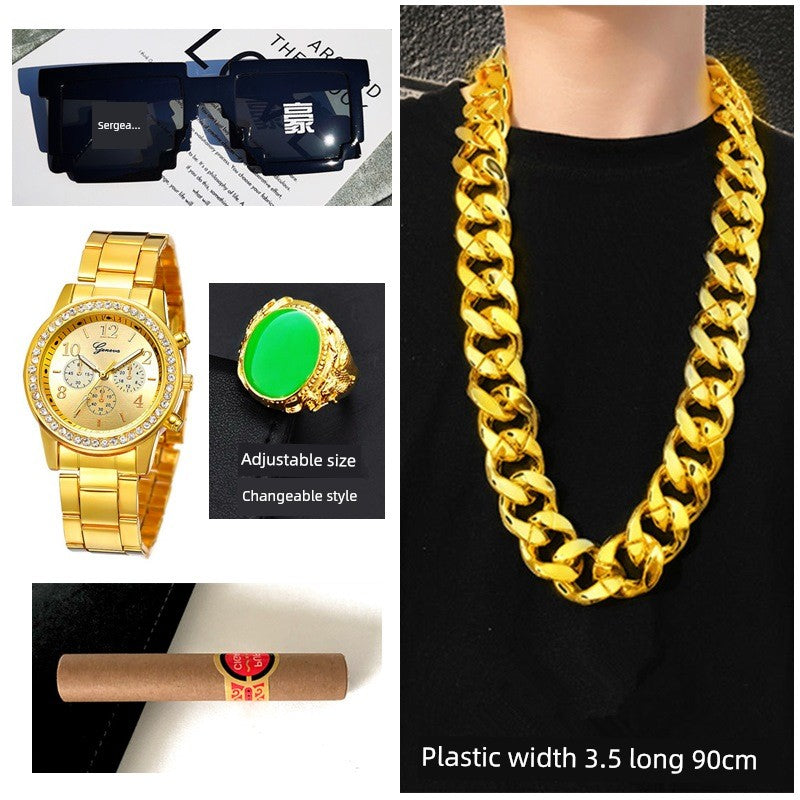 Props Super Thick Fake Gold Plastic Funny Chain