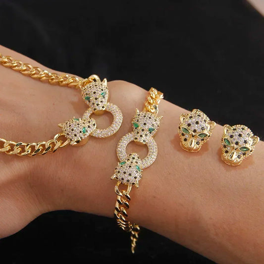 Crystal Leopard Charm Bracelets  Fashion Brand