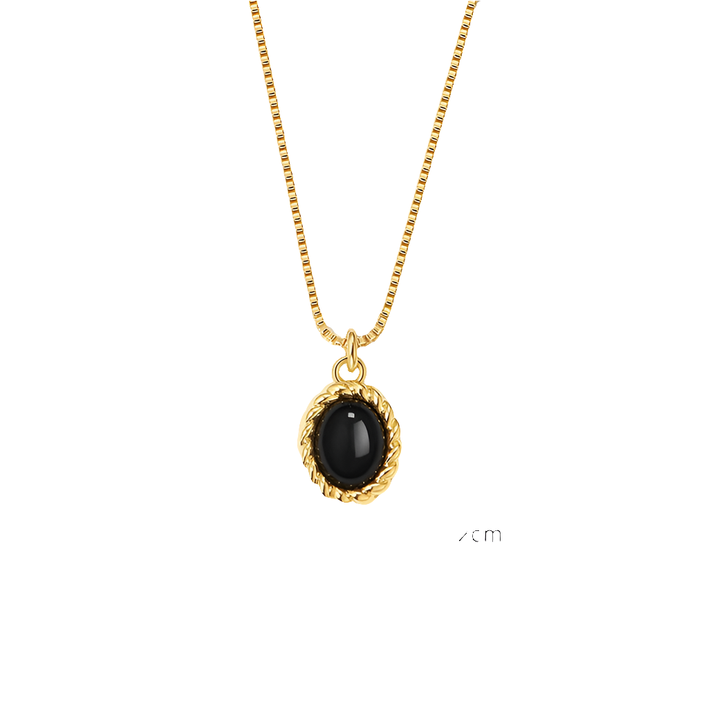 Onchic 18K Gold Plating Female Clavicle Chain Black Agate